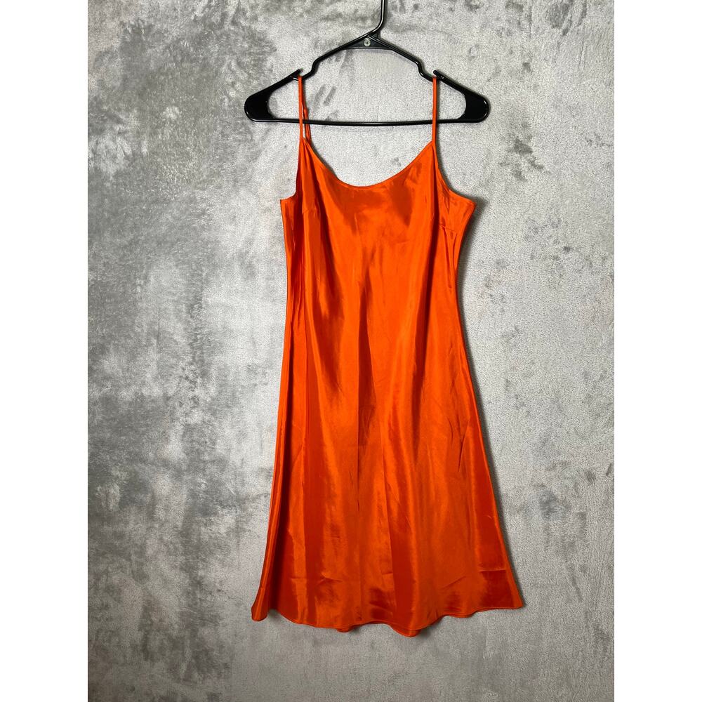 L.K. Bennett London Orange Silk Blend Slip Dress Sz 8 Midi Spaghetti Strap Lined